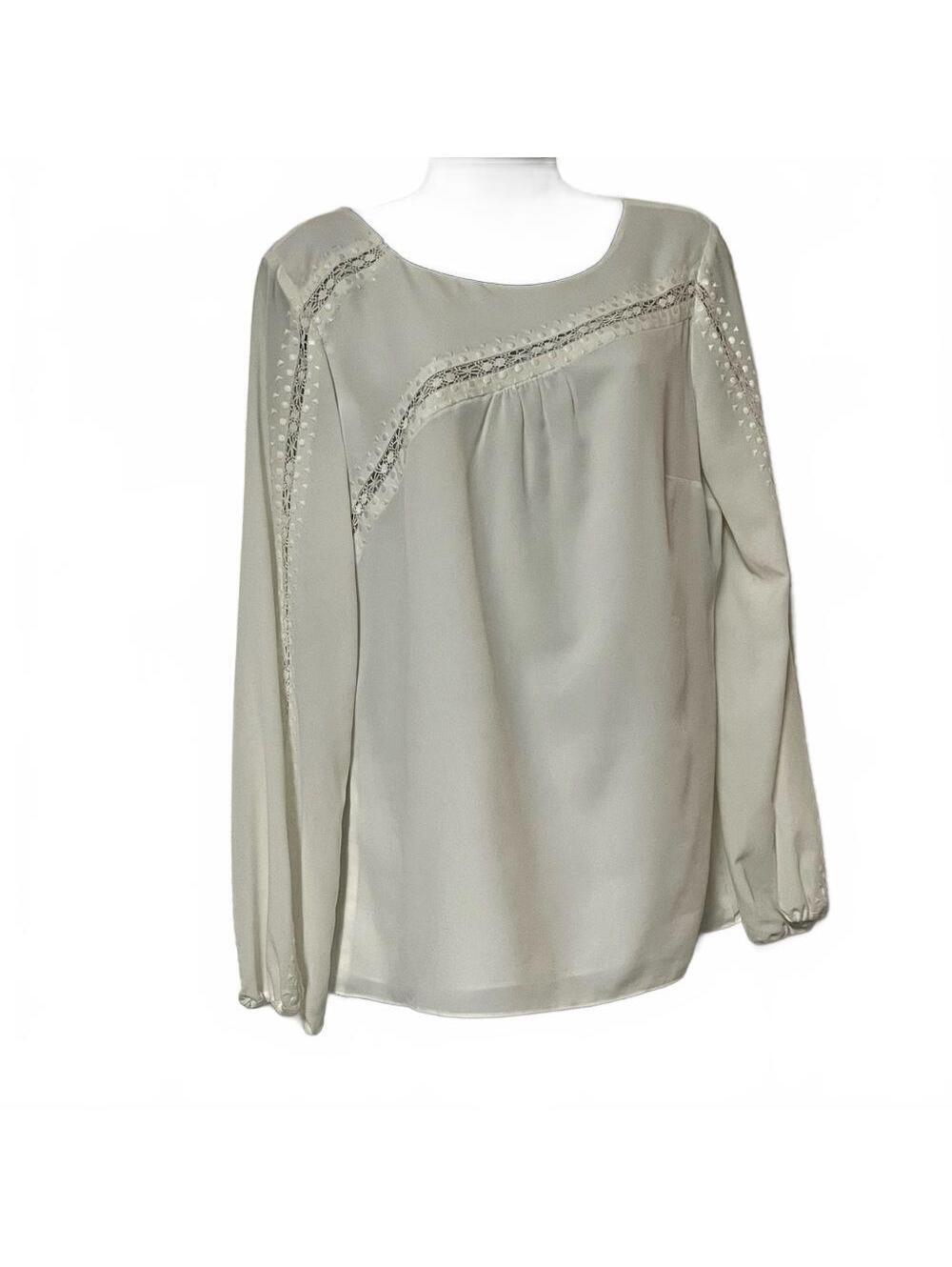 Gianni Bini White Embroidered Lace Cut Out Long Sleeve Peasant sleeve blouse M